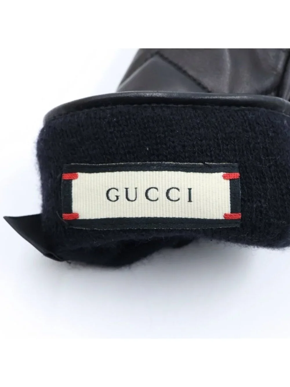 Gucci GG Marmont Lambskin Leather Lining Gloves Black